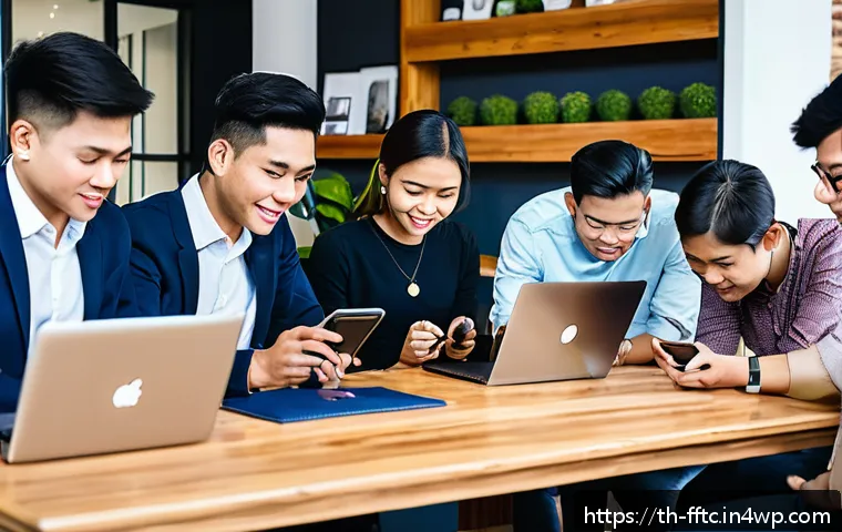 사이버 공간에서의 윤리적 행동 강령 - A diverse group of young Thai people gathered in a modern coworking space, engaging in respectful on...